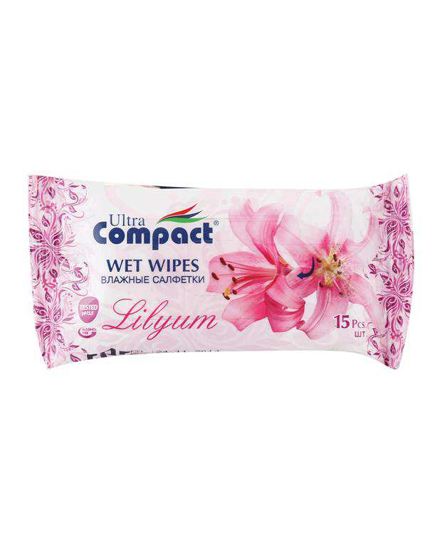 دستمال مرطوب جیبی 15 عددی با رایحه گل لیلیوم Compact
