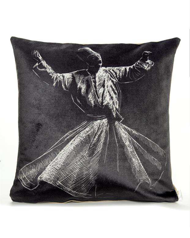 کوسن طرح سماع خاکستری Hema