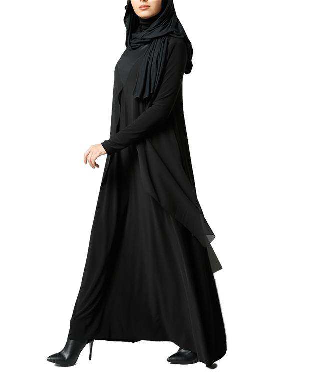 مانتو جلوبسته زنانه مشکی Refka