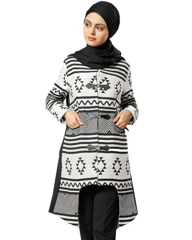 مانتو‌ زنانه طوسی مشکی Refka