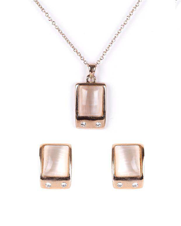 ست گردنبند و گوشواره زنانه رزگلد Fashion Jewelery