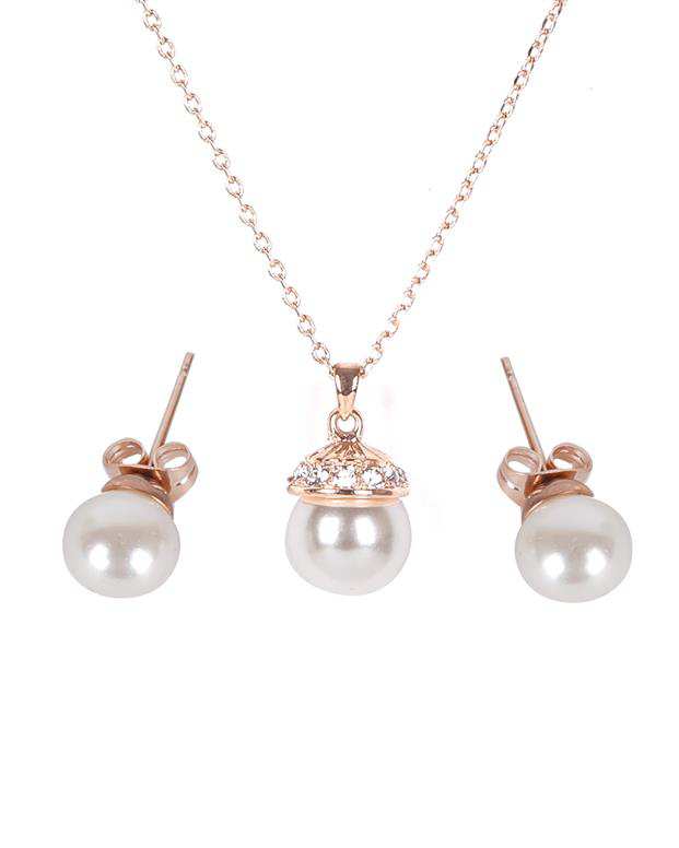 ست گردنبند و گوشواره زنانه رزگلد Fashion Jewellery