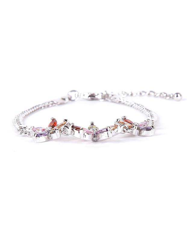دستبند طرح گل زنانه نقره‌ای Fashion Jewelery