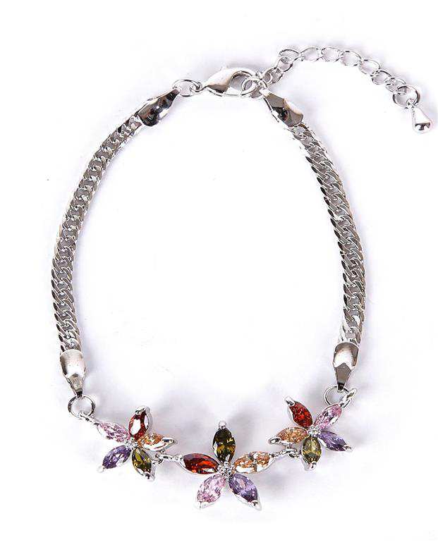 دستبند طرح گل زنانه نقره‌ای Fashion Jewelery