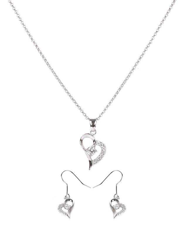 ست گردنبند و گوشواره زنانه نقره ای Fashion Jewelery