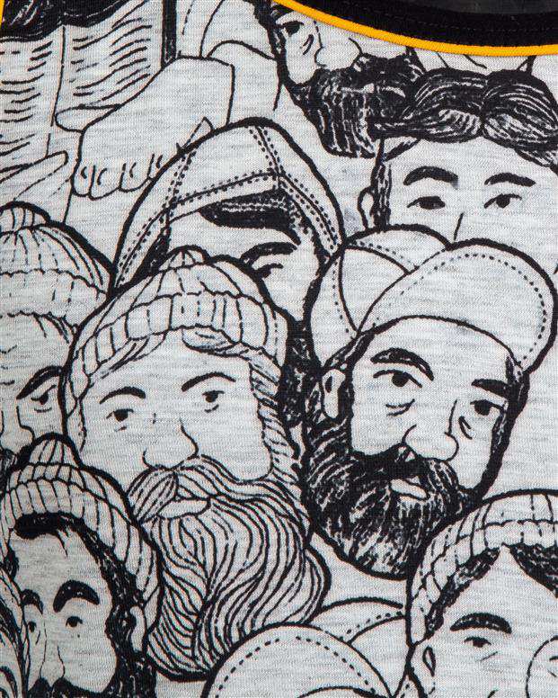 تی شرت آستین حلقه مردانه مشکی طوسی E&V