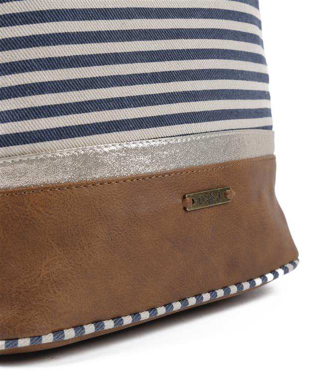 کیف زنانه دوشی آبی قهوه ای راه راه David Jones