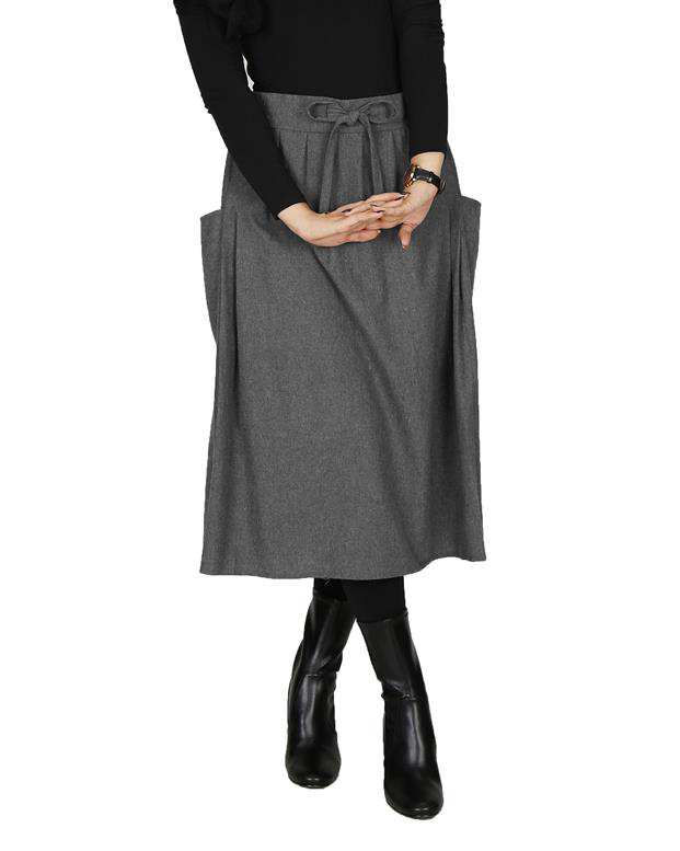 دامن زنانه نخی طوسی ملانژ Talta