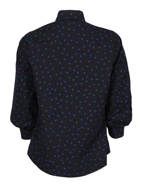 شومیز زنانه کد SS2020-SHirt106-BL مشکی آبی خال خالی ناوالس