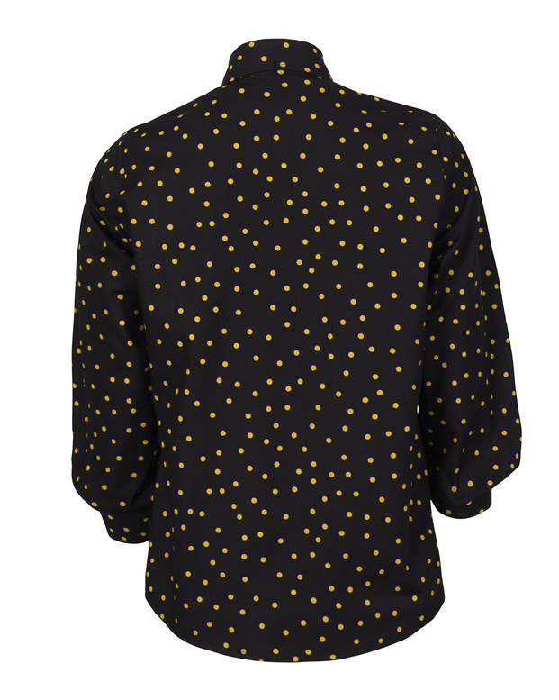 شومیز زنانه کد SS2020-SHirt106-YL مشکی زرد خال خالی ناوالس
