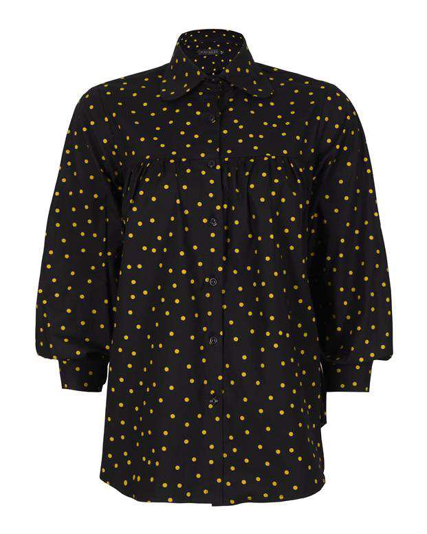 شومیز زنانه کد SS2020-SHirt106-YL مشکی زرد خال خالی ناوالس