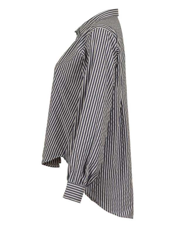 شومیز زنانه کد HLD2020-SHIRT101-BK سفید طوسی راه راه ناوالس