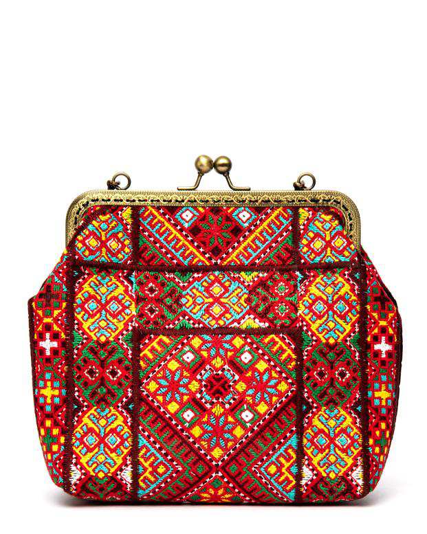 کیف زنانه دوشی سوزن دوزی قرمز تیس