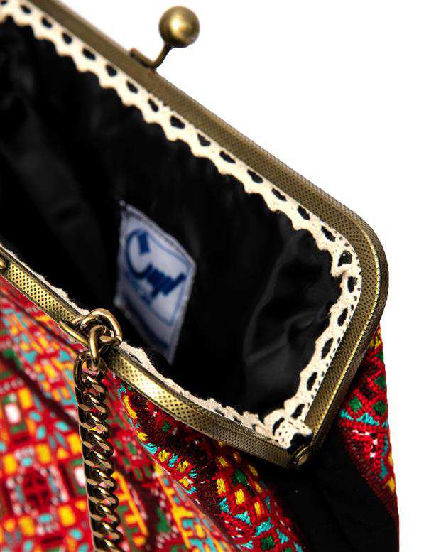 کیف زنانه دوشی سوزن دوزی قرمز تیس