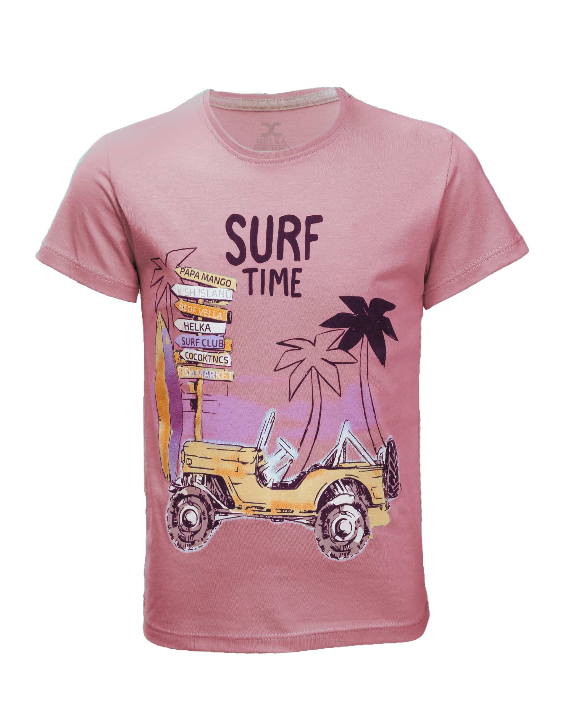 تی شرت پسرانه نخی کالباسی هلکا طرح Surf Time