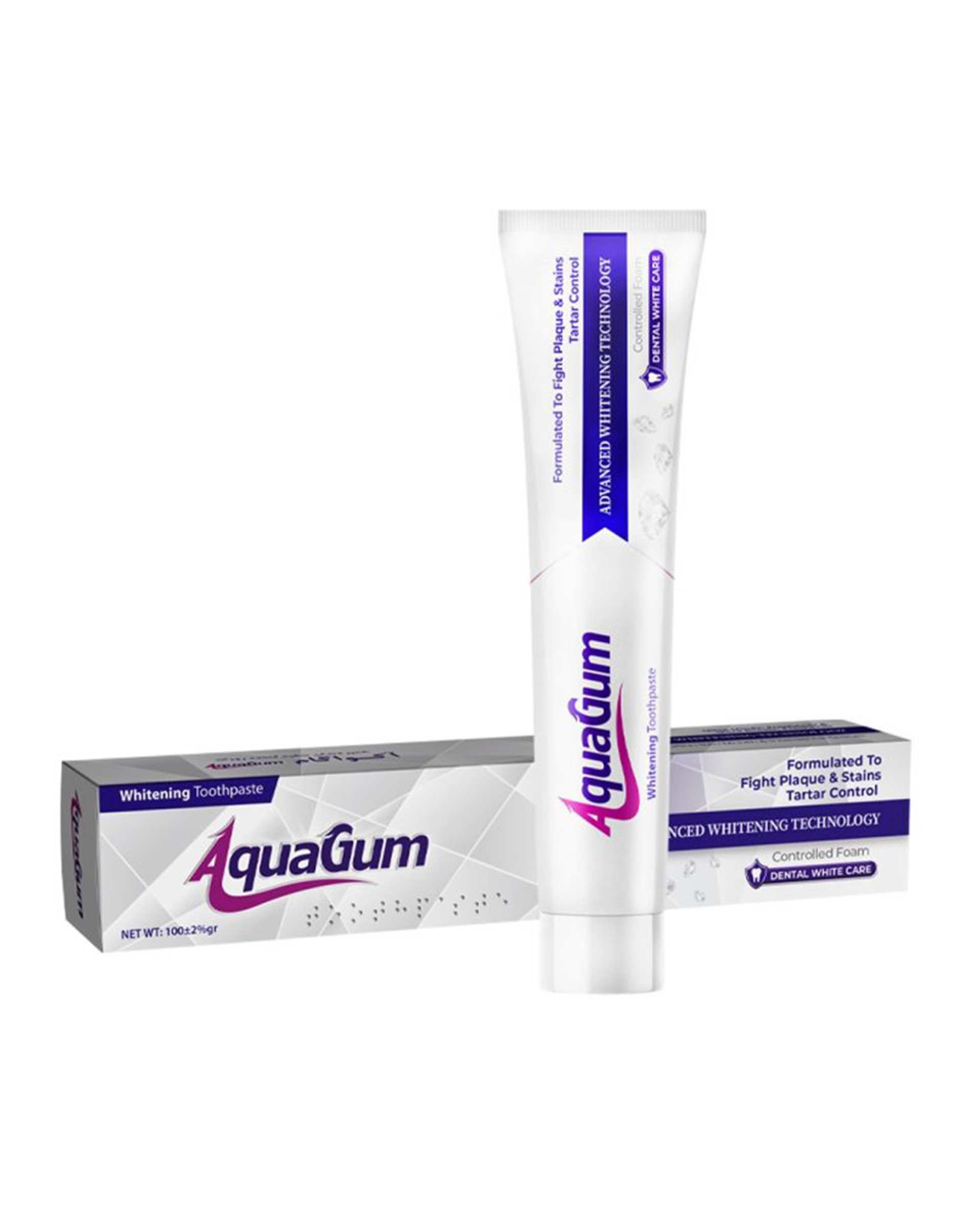 خمیر دندان سفید کننده روزانه آکواگام AquaGum مدل Whitening حجم 100 میلی لیتر 