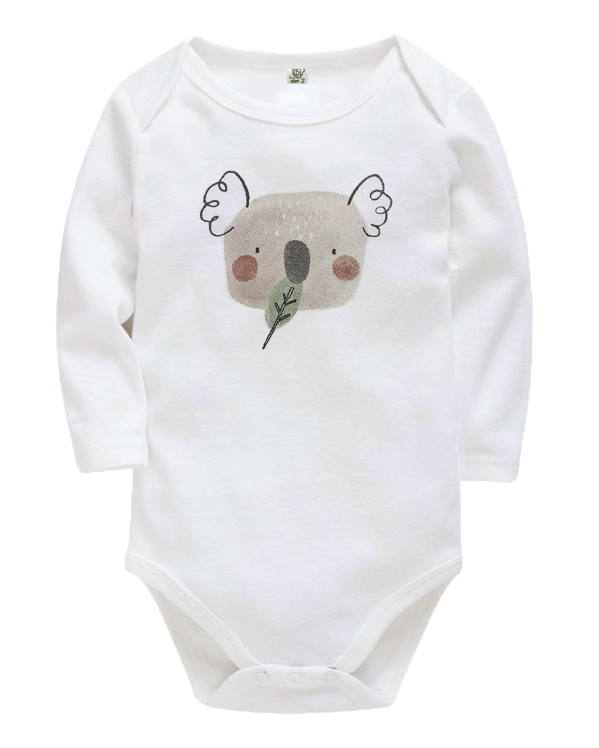 بادی نوزادی نخی آستین بلند طرح حیوانات سفید نیل کوک Nilkouk بسته 4 عددی