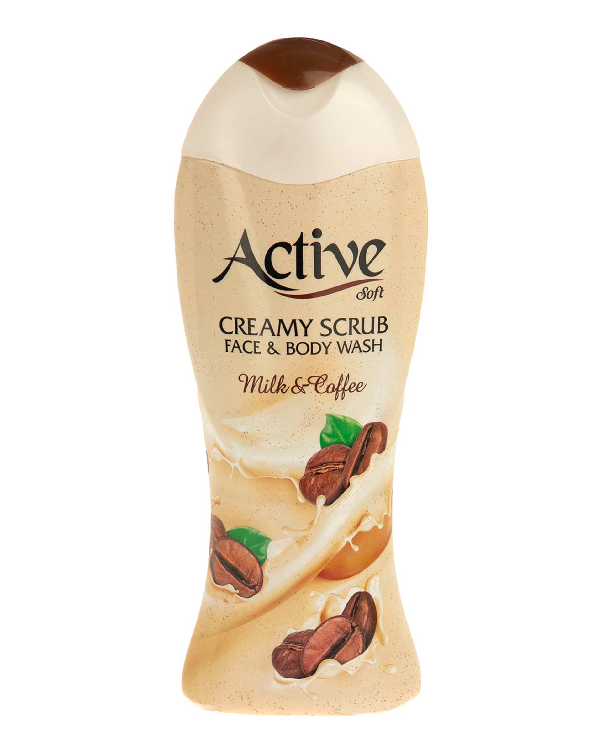شامپو صورت و بدن کرمی اسکراب اکتیو با رایحه شیر و قهوه 400ml