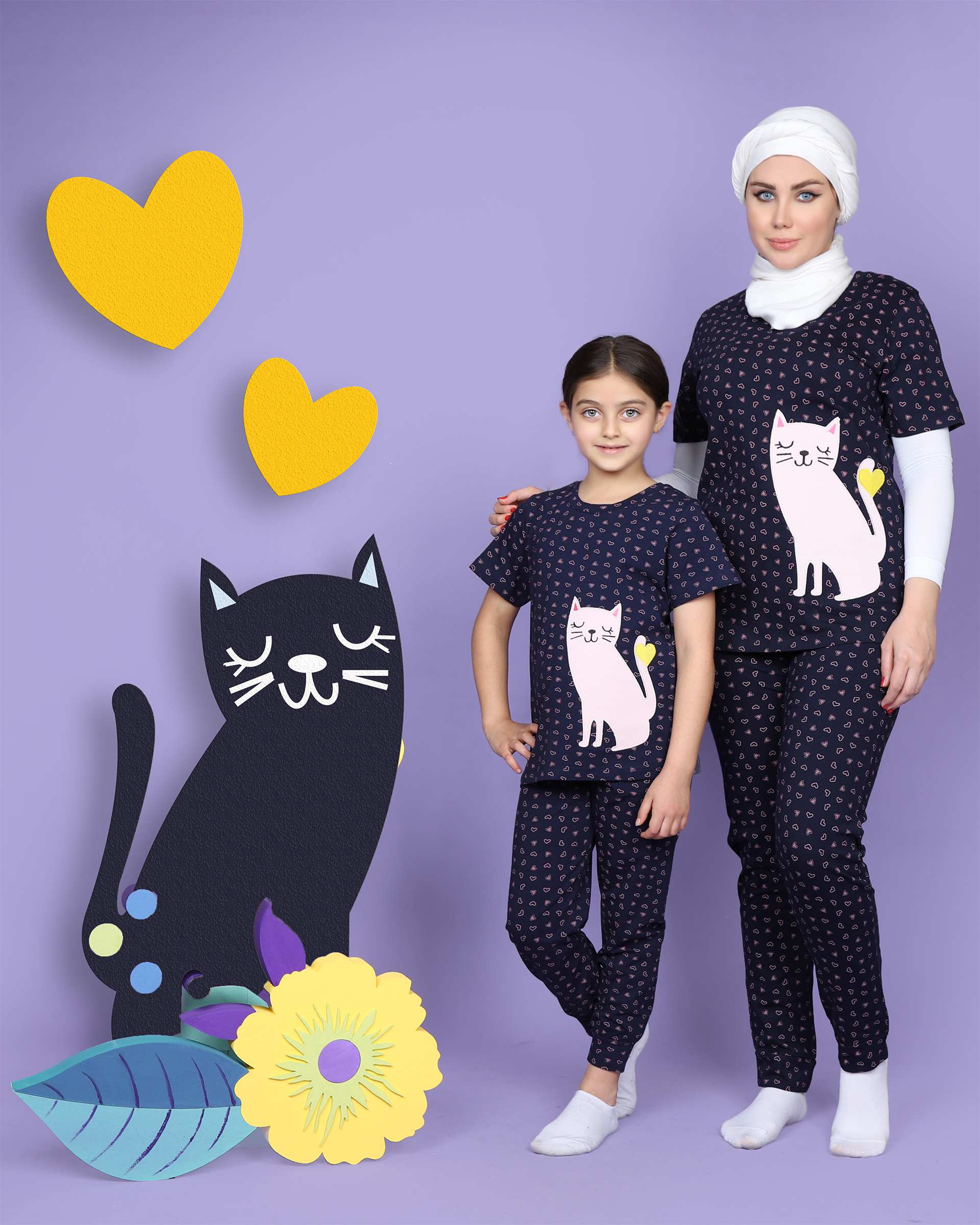 ست تی شرت و شلوار زنانه نخی سرمه ای مادر Madar مدل Lara