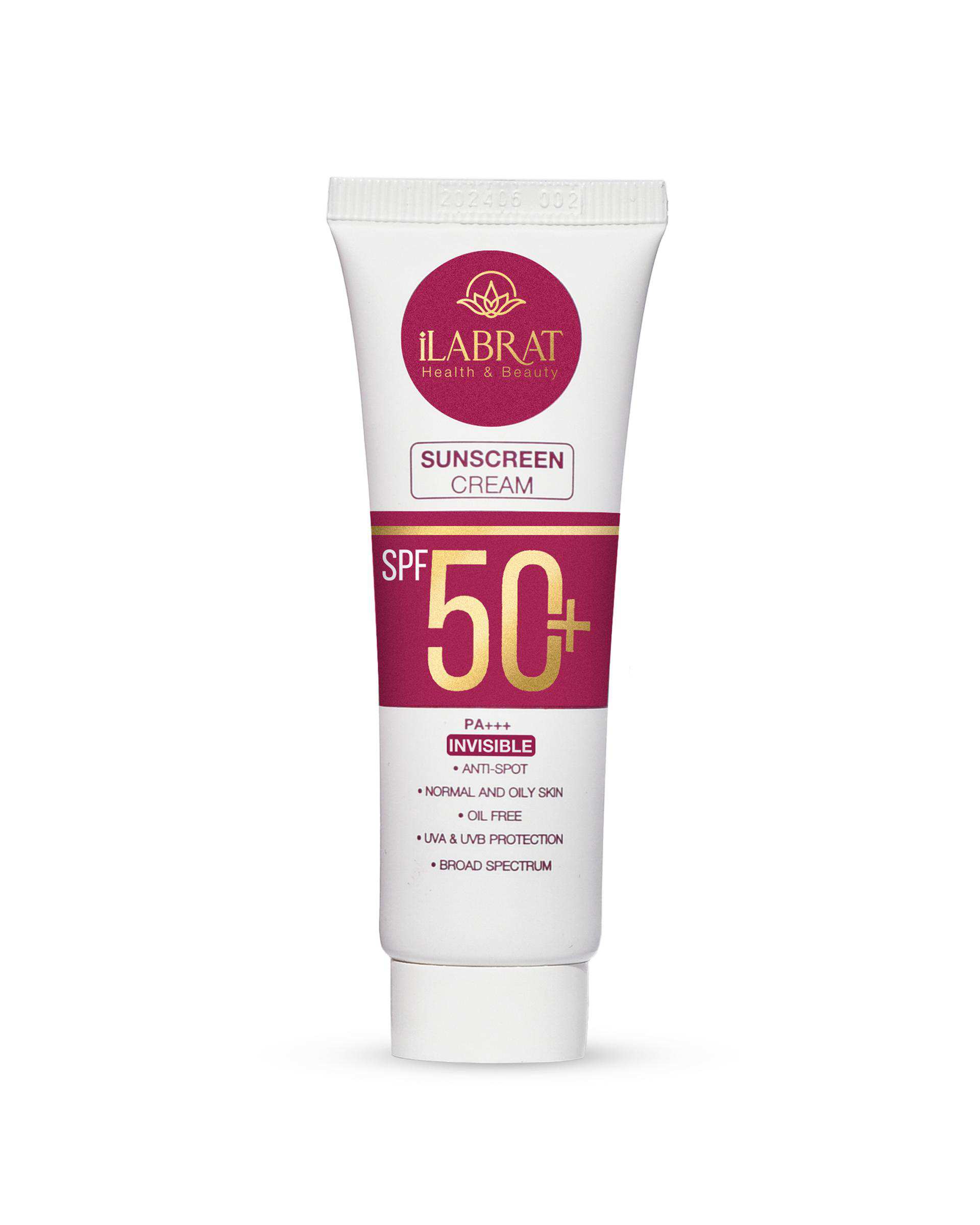 کرم ضد آفتاب ضد لک بی رنگ +SPF50 ایلابرت Ilabrat مناسب پوست نرمال و چرب مدل Anti Spot حجم 40ml