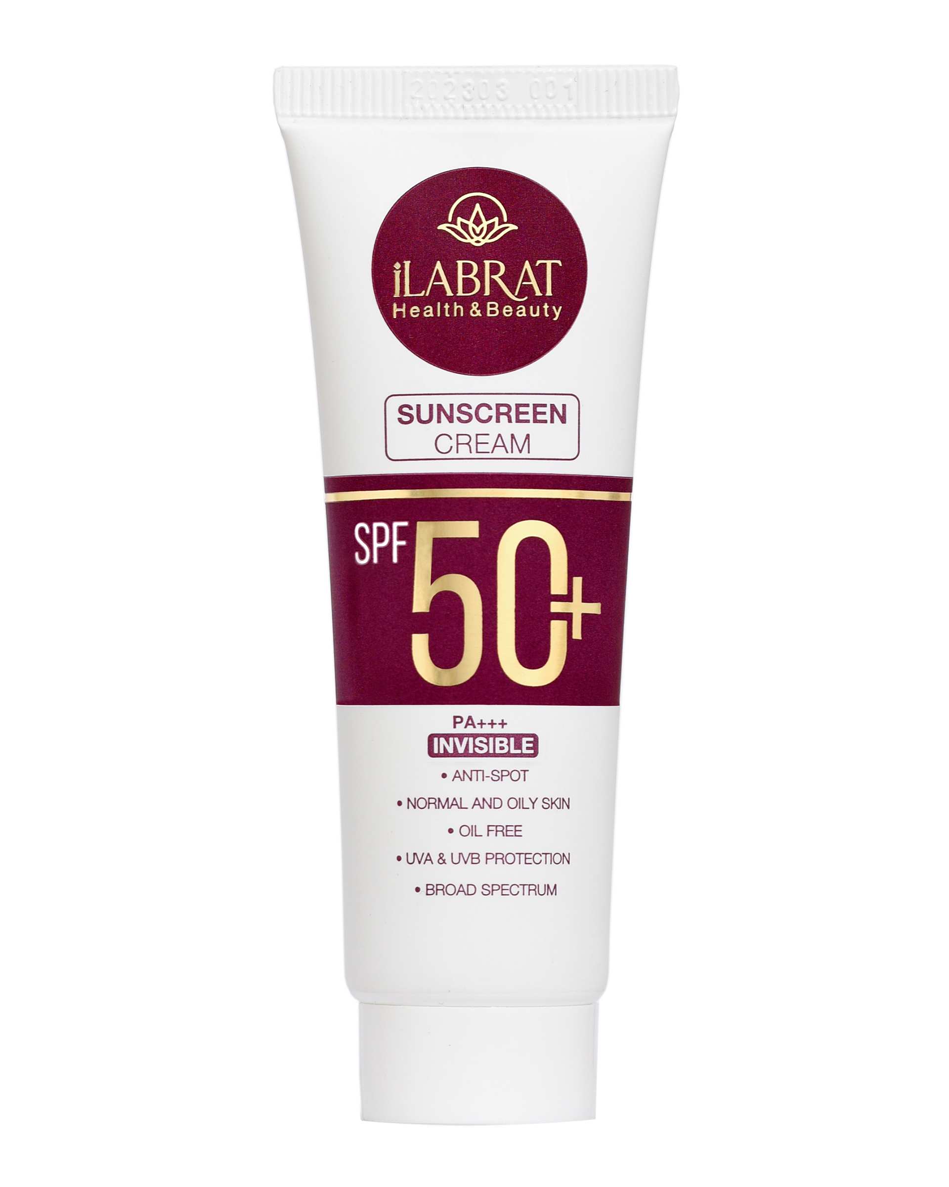 کرم ضد آفتاب ضد لک بی رنگ +SPF50 ایلابرت Ilabrat مناسب پوست نرمال و چرب مدل Anti Spot حجم 40ml