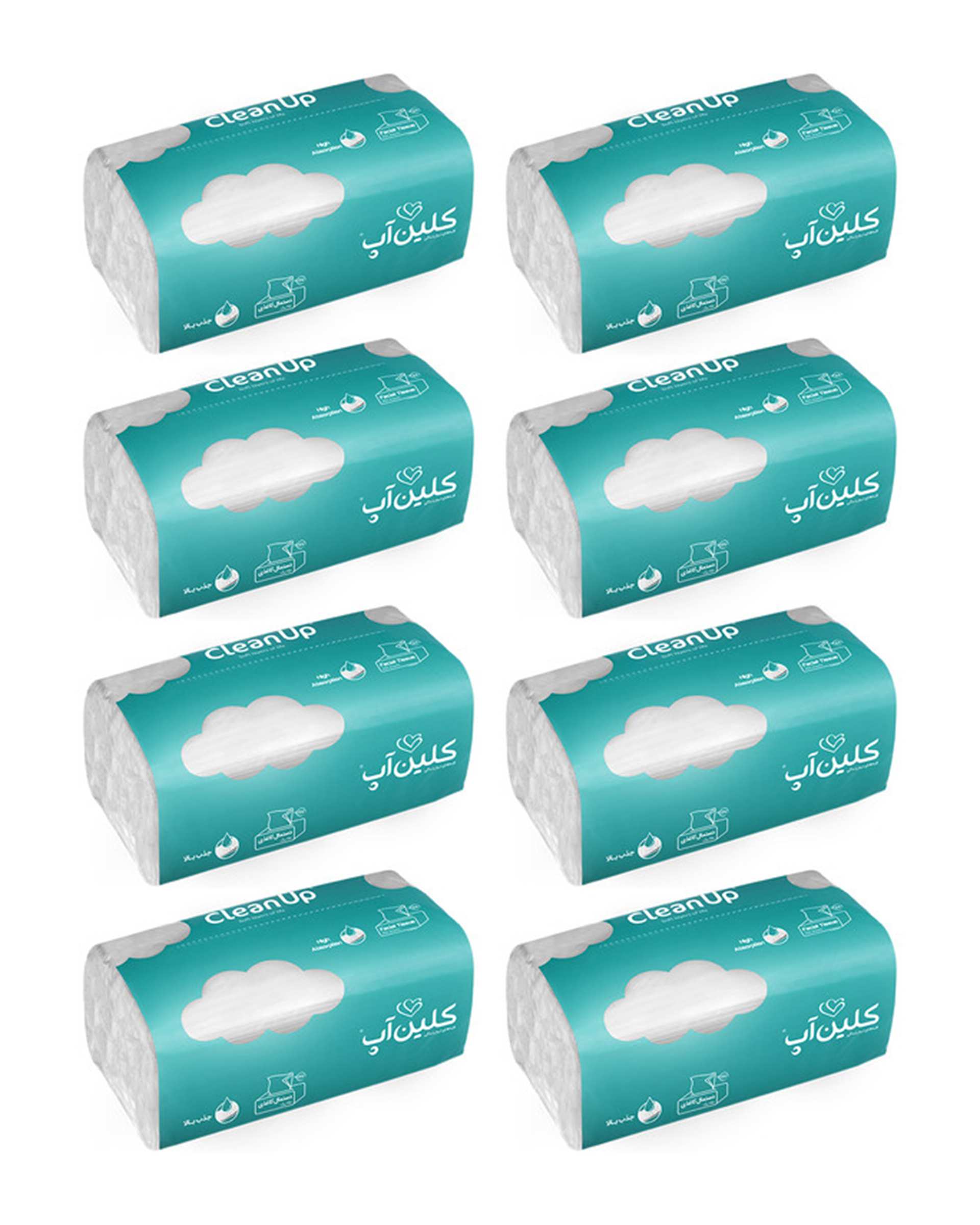 دستمال کاغذی 250 برگ کلین آپ مدل اقتصادی ابر بسته 8 عددی