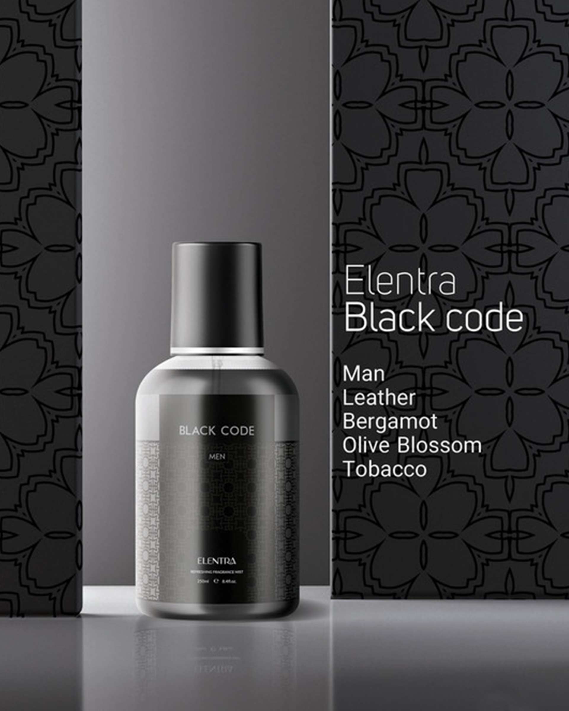 بادی اسپلش مردانه النترا Elentra مدل Black Code حجم 250ml