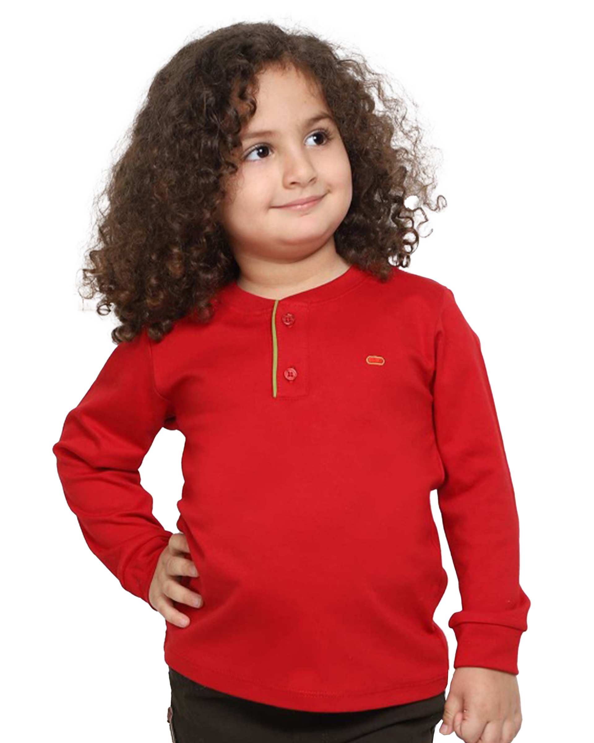 تی شرت پسرانه آستین بلند قرمز مادر Madar مدل Felix