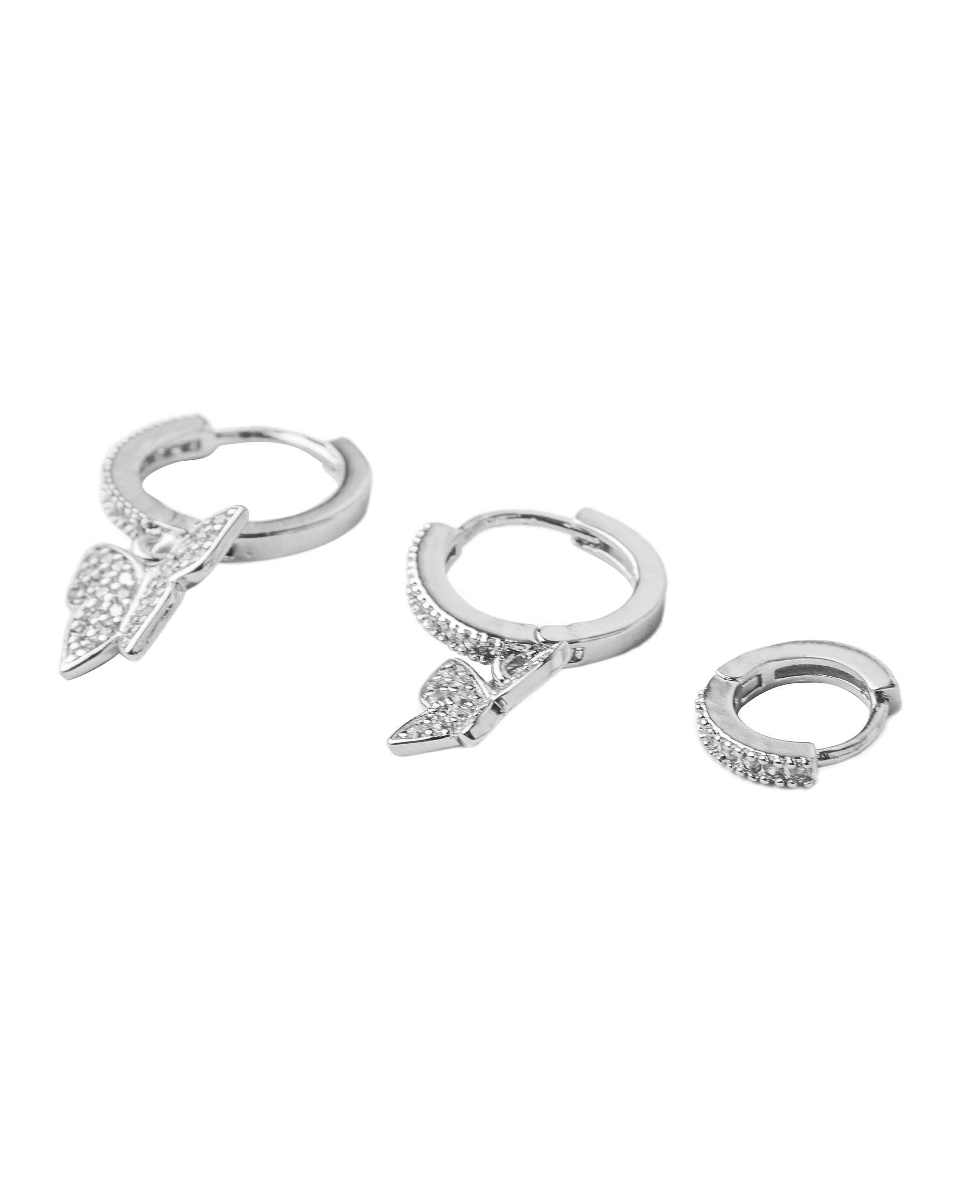 گوشواره زنانه نقره ای وای اس ایکس دلربا Delroba طرح پروانه کد 02 بسته 3 عددی