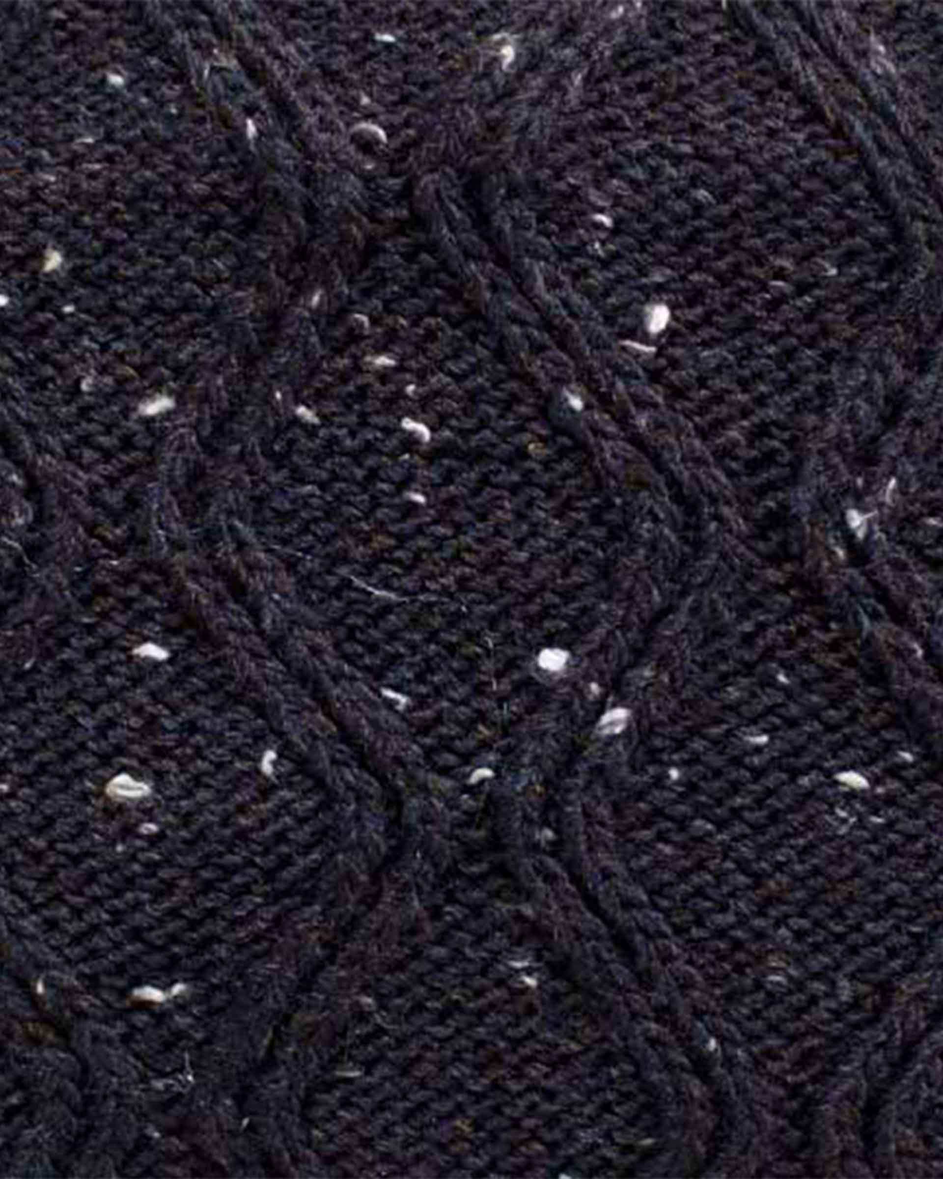 ست شال گردن و کلاه و دستکش بافت بچگانه سرمه ای زغالی تارتن Tartan مدل آران 2 سوزنه لوزی