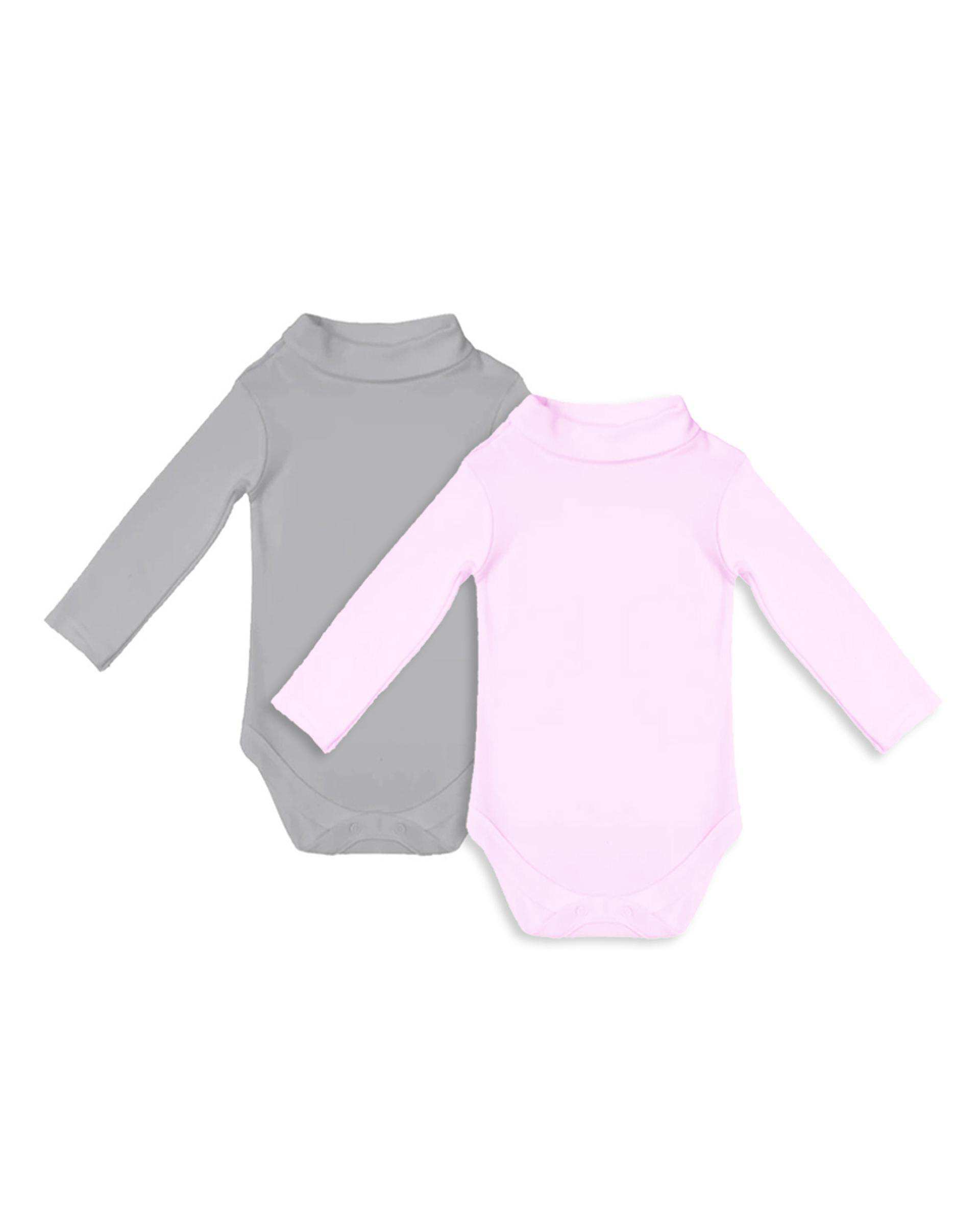 بادی نوزادی یقه اسکی طوسی صورتی نیل کوک Nilkouk بسته دو عددی