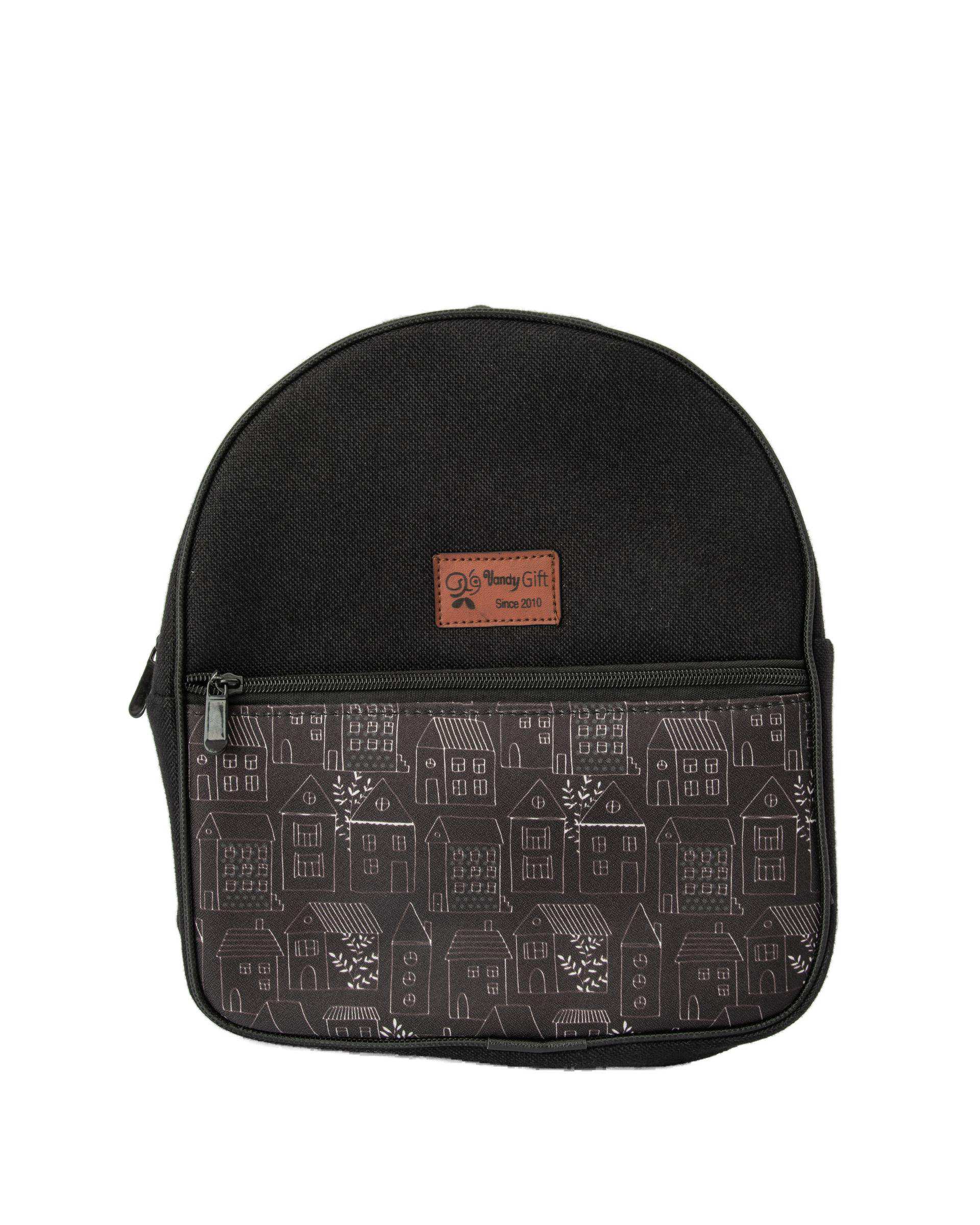کوله پشتی مشکی وندی Vandy مدل بیتا طرح خانه