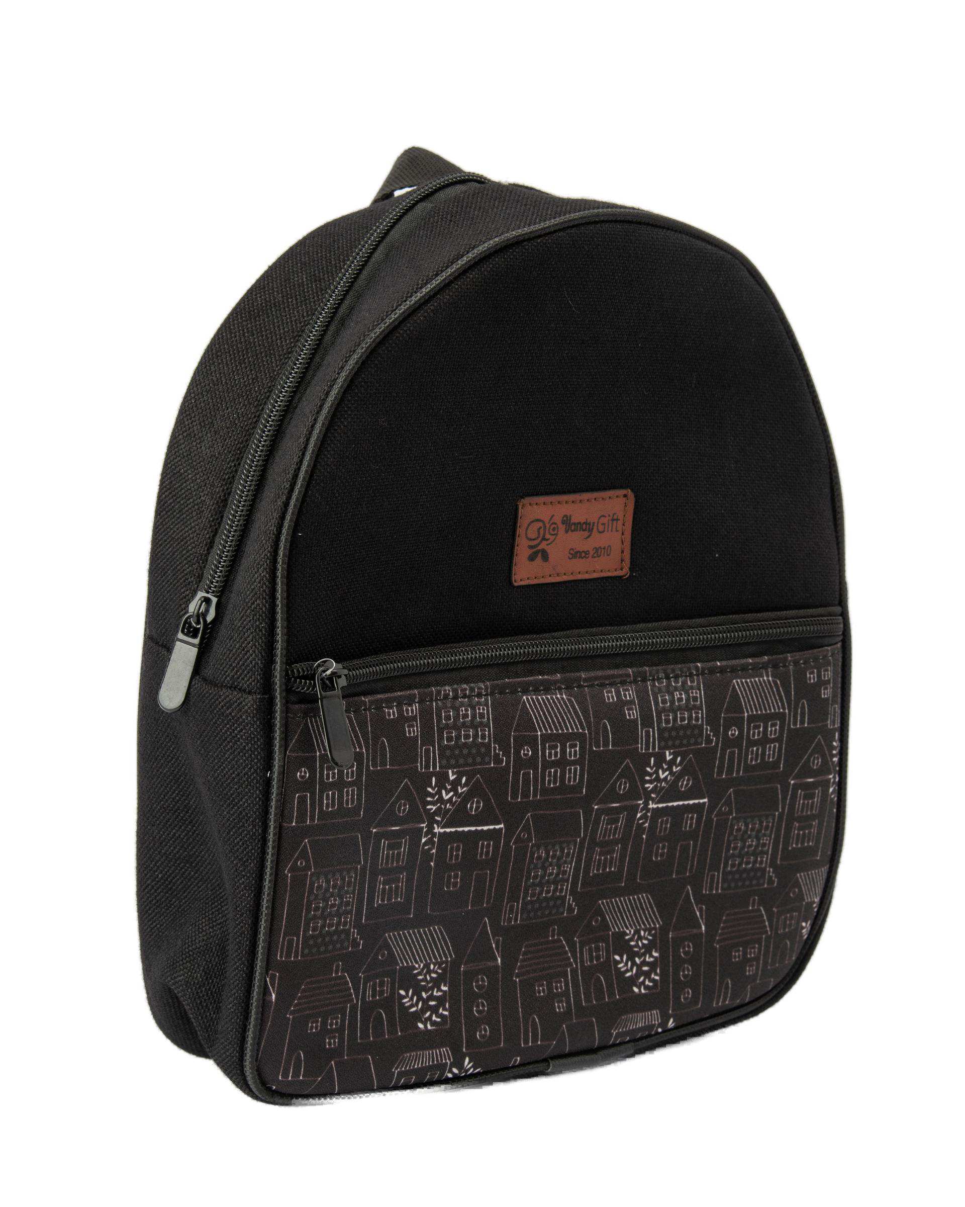 کوله پشتی مشکی وندی Vandy مدل بیتا طرح خانه