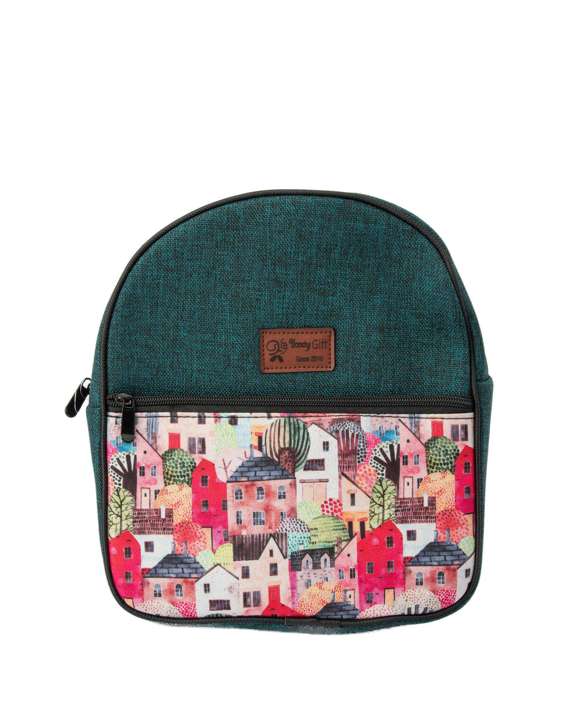 کوله پشتی سبز یشمی وندی Vandy مدل بیتا طرح خانه