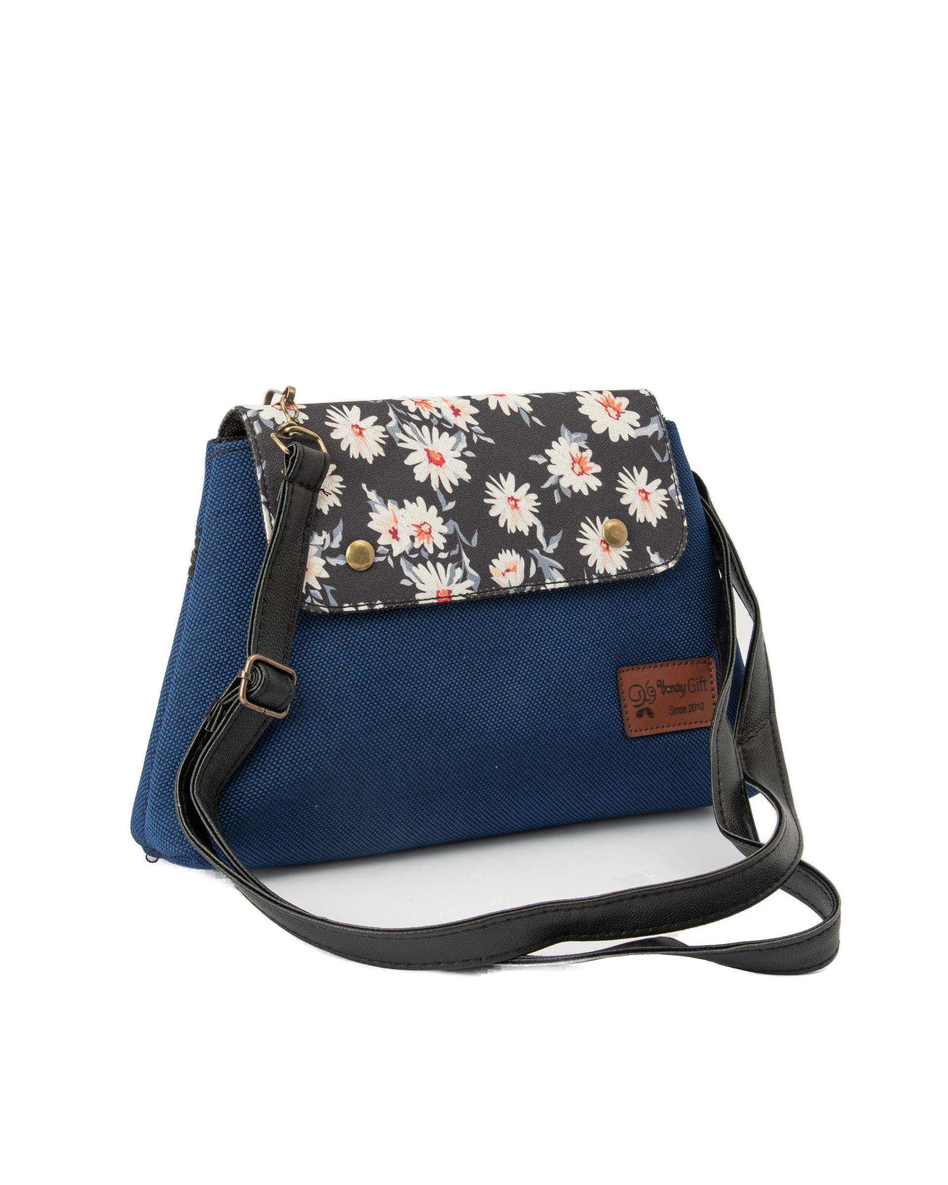 کیف زنانه دوشی سرمه ای گلدار وندی Vandy مدل باران