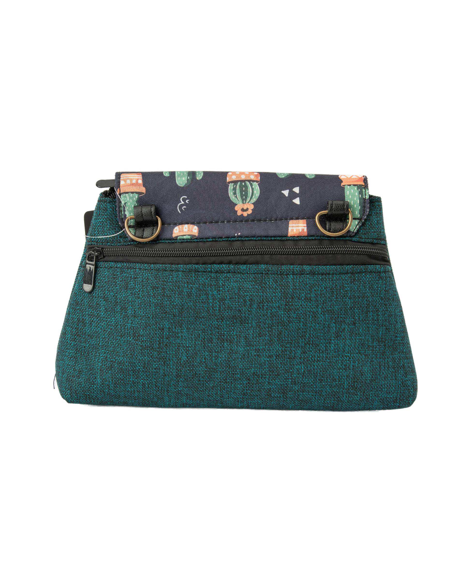 کیف زنانه دوشی سبز یشمی وندی Vandy مدل باران طرح کاکتوس