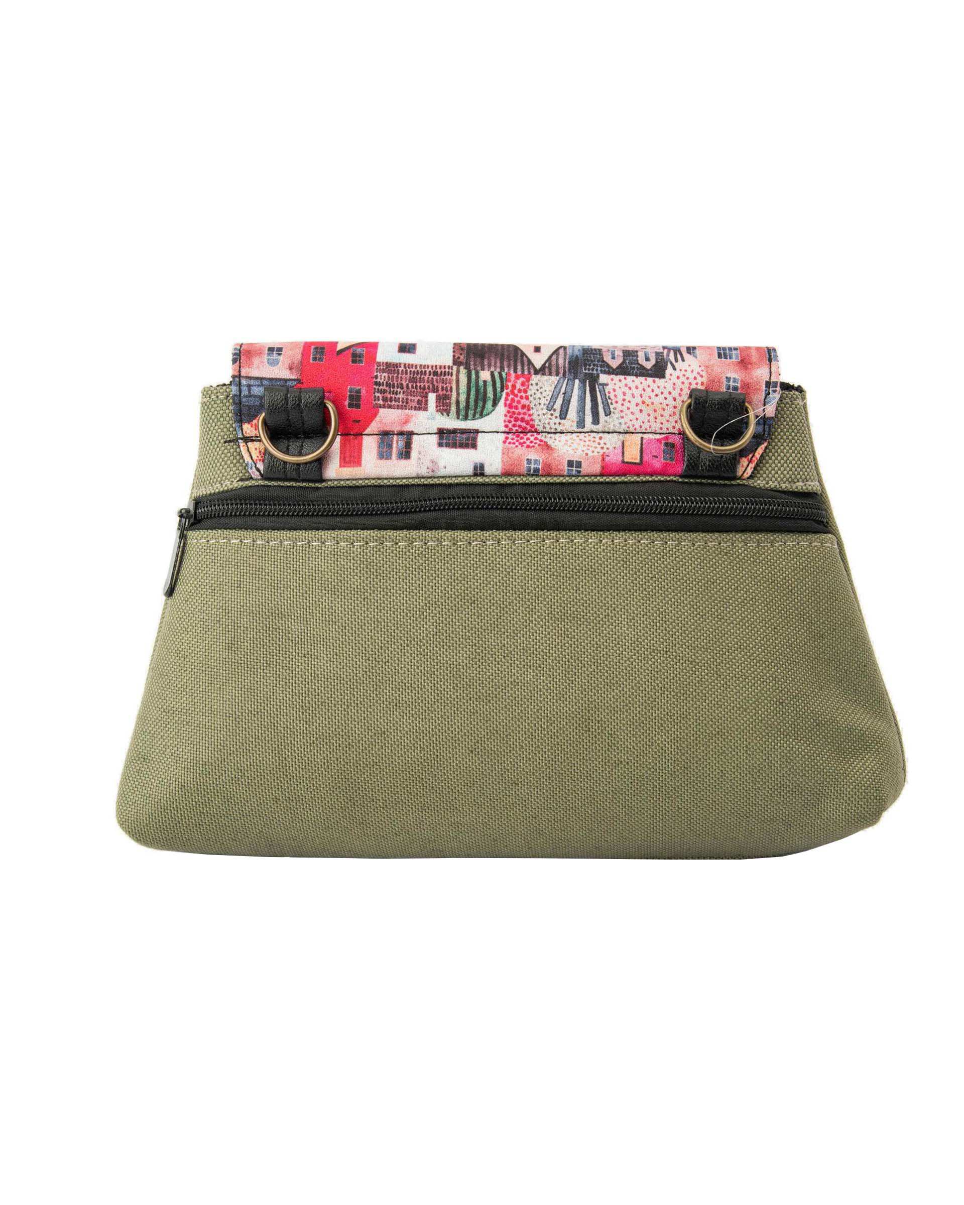 کیف زنانه دوشی سبز وندی Vandy مدل باران طرح خانه