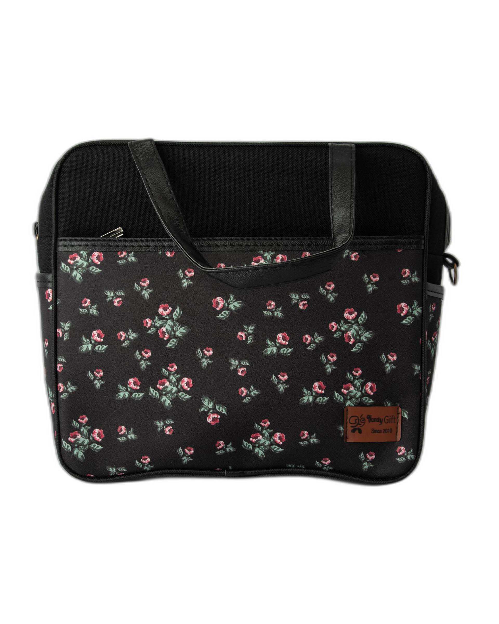 کیف زنانه دستی مشکی گلدار وندی Vandi مدل گیسوب