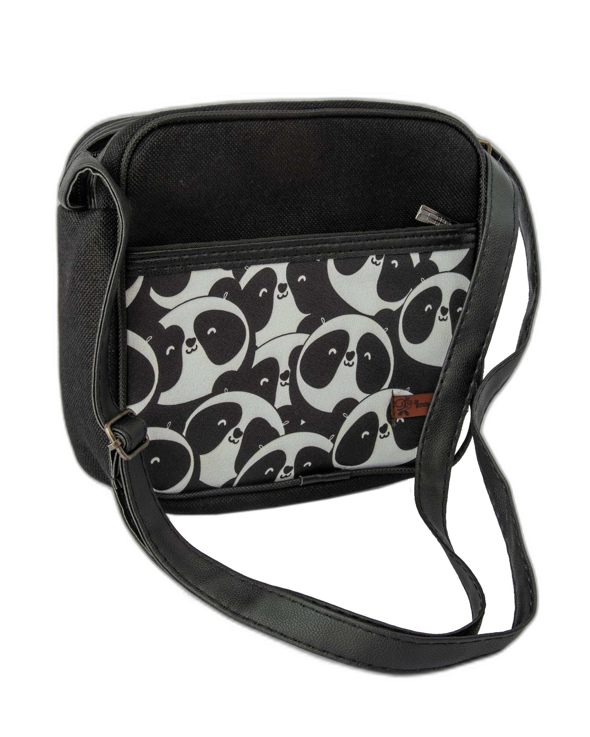 کیف دوشی زنانه مشکی وندی Vandi مدل گیسوک طرح پاندا کد 1127