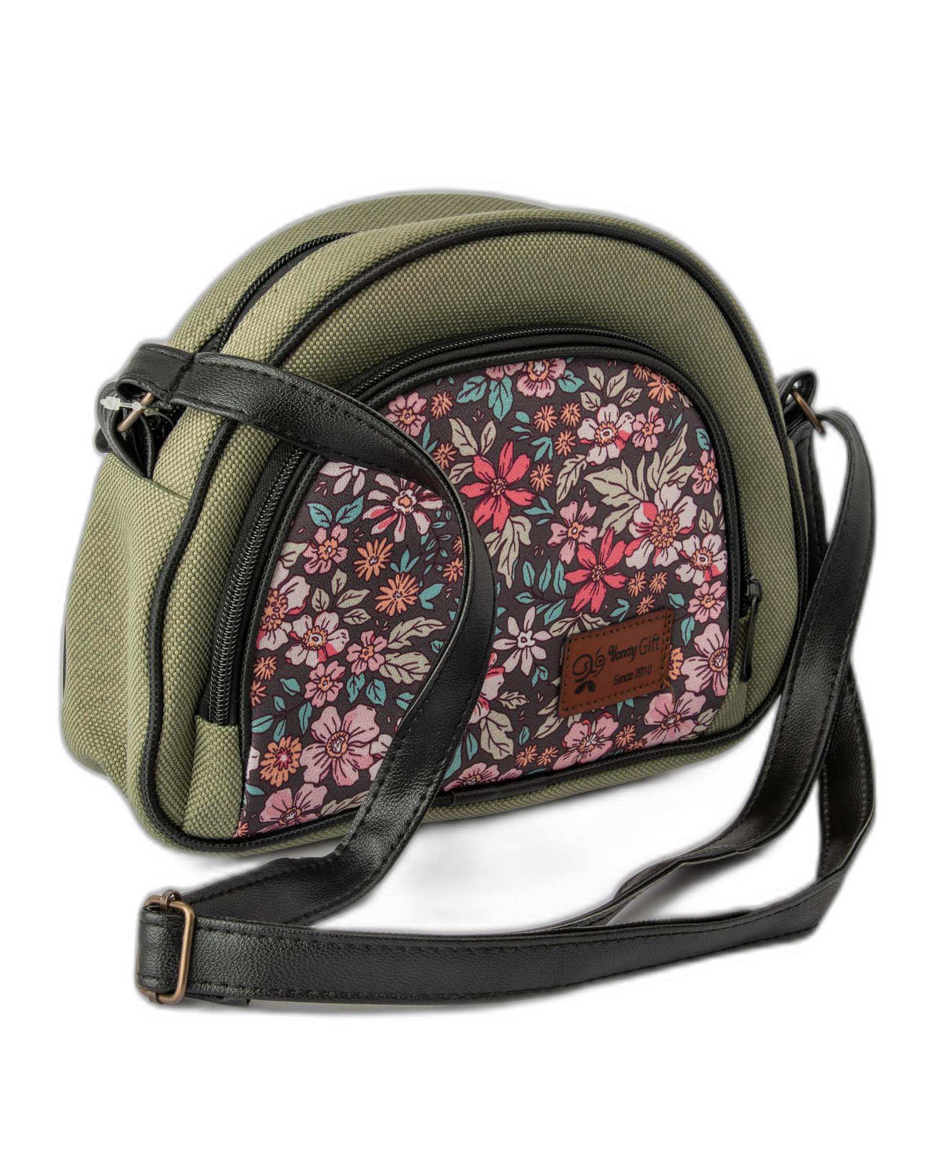 کیف زنانه دوشی سبز گلدار وندی Vandi مدل درین