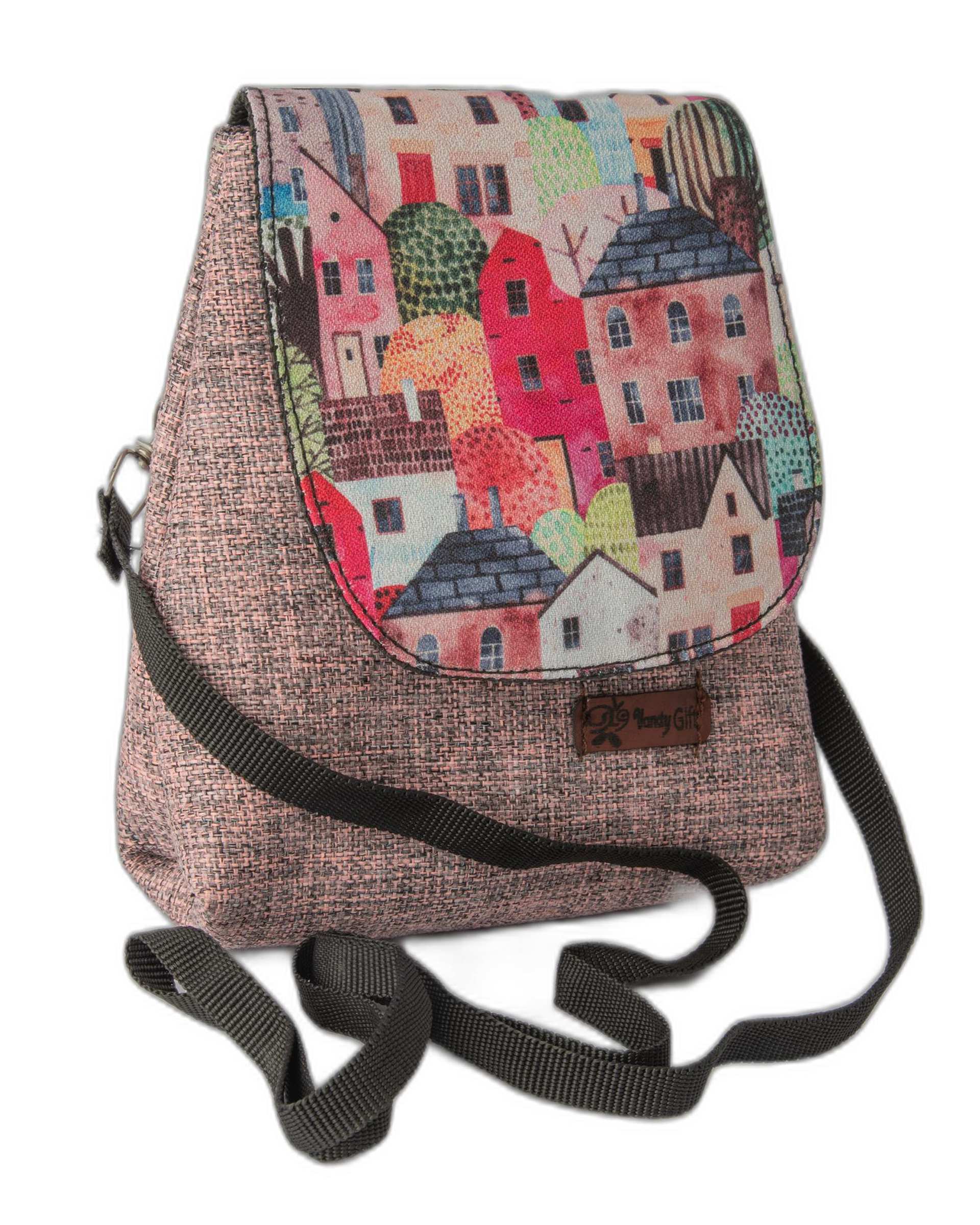 کیف زنانه کمری و دوشی صورتی وندی Vandi مدل نبات طرح خانه