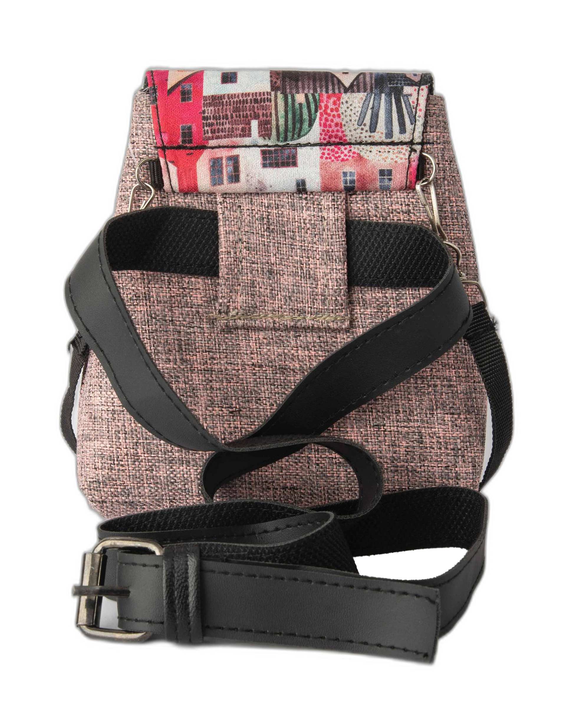 کیف زنانه کمری و دوشی صورتی وندی Vandi مدل نبات طرح خانه