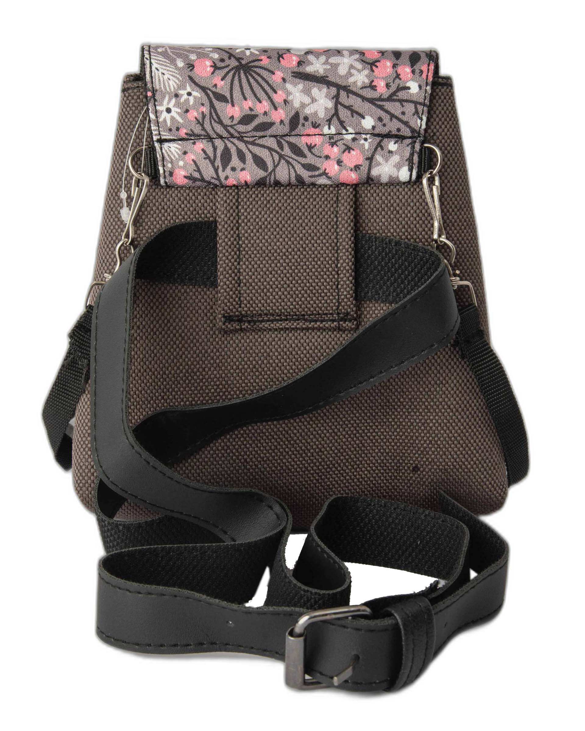 کیف زنانه کمری و دوشی زغالی گلدار وندی Vandi مدل نبات