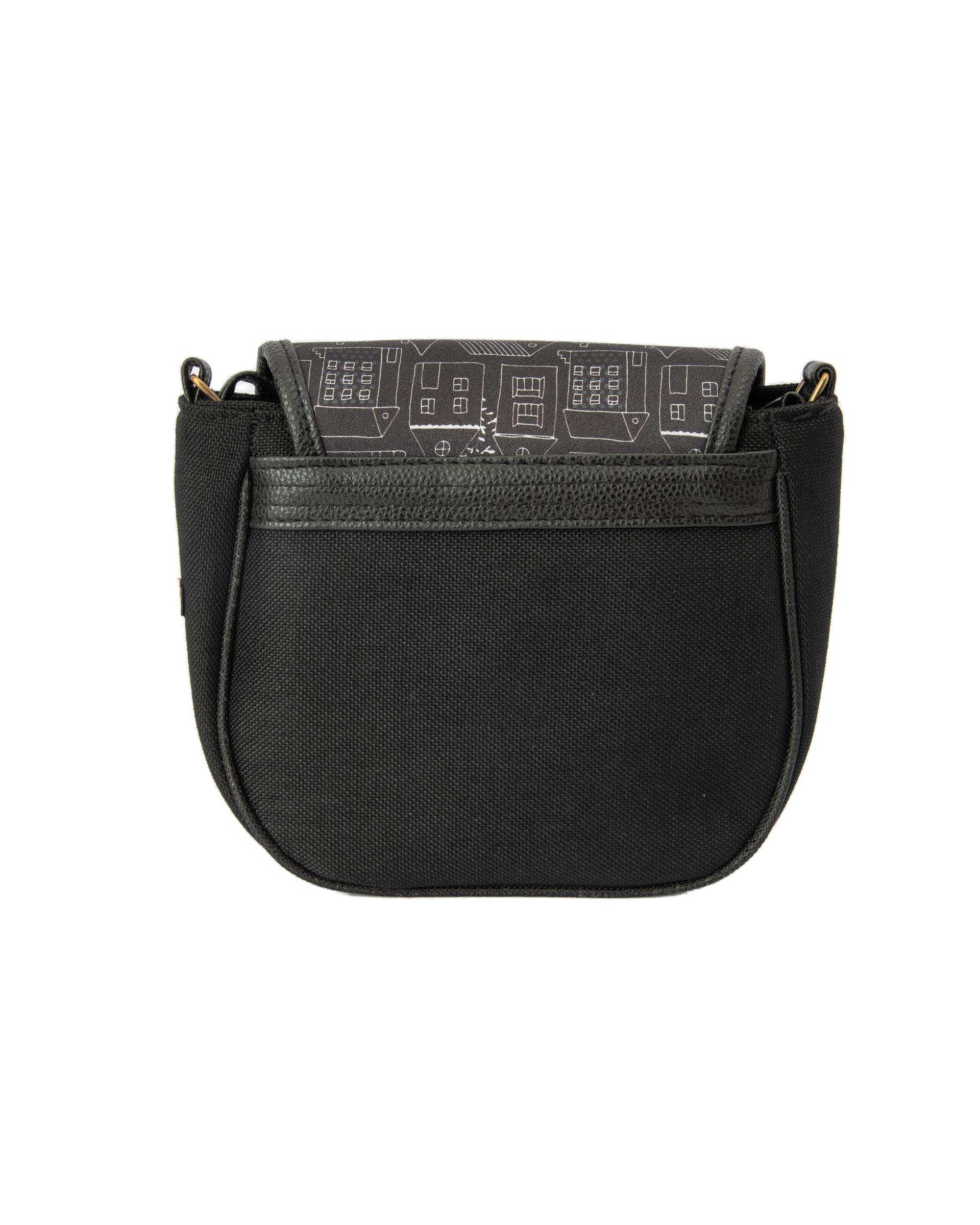 کیف زنانه دوشی مشکی وندی Vandy مدل پونه طرح خانه