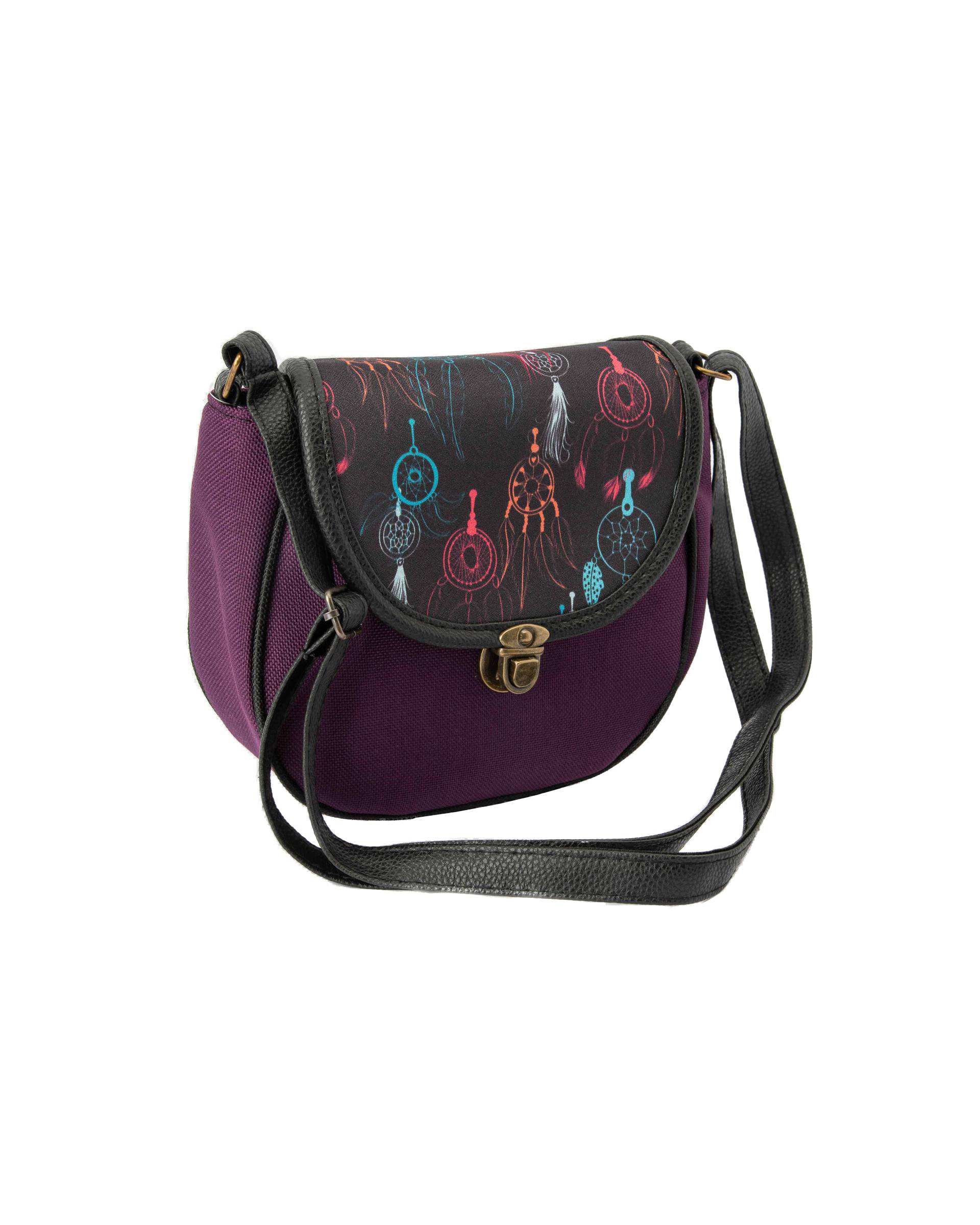 کیف زنانه دوشی بنفش وندی Vandy مدل پونه طرح دریم کچر