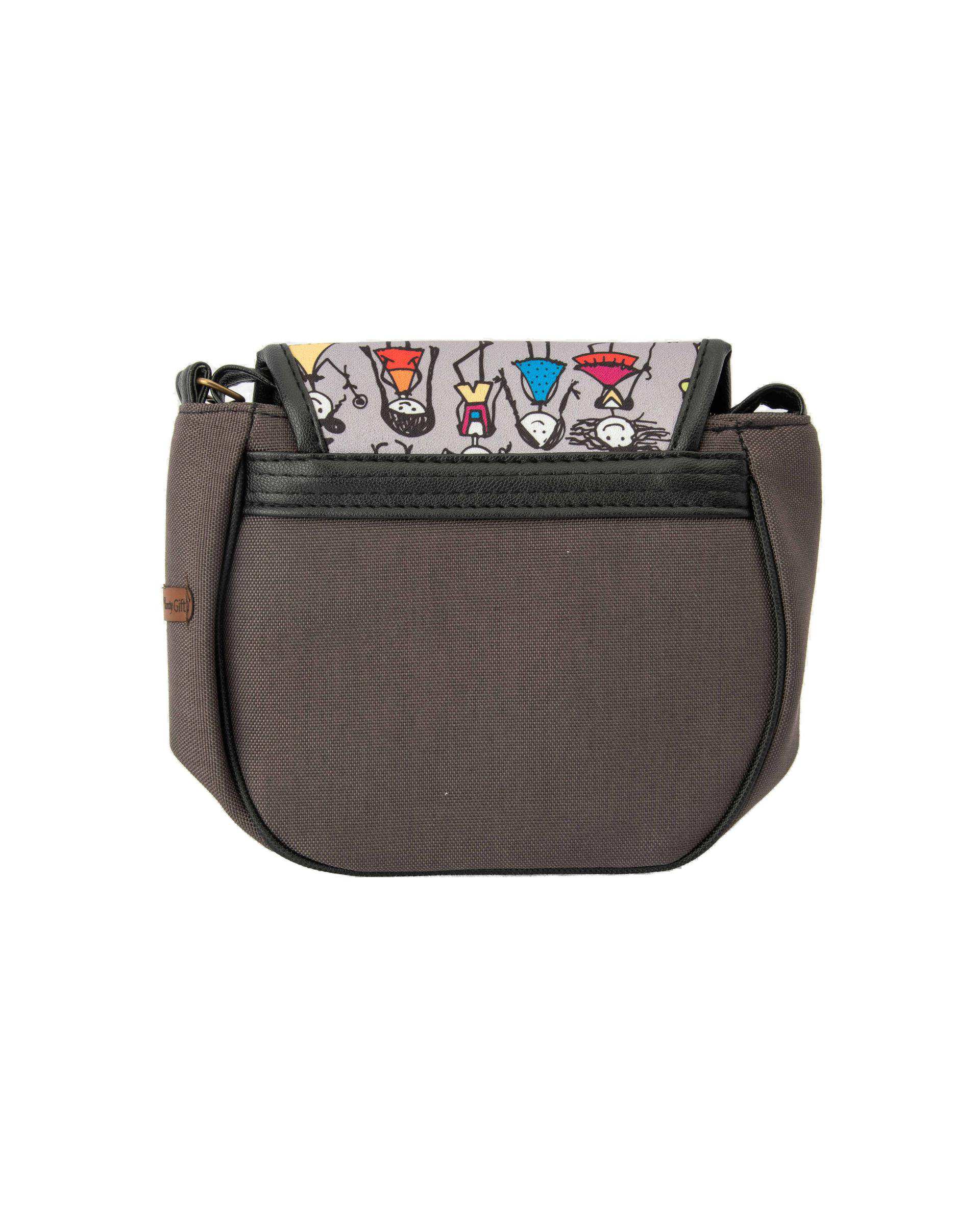 کیف زنانه دوشی زغالی وندی Vandy مدل پونه طرح آدم