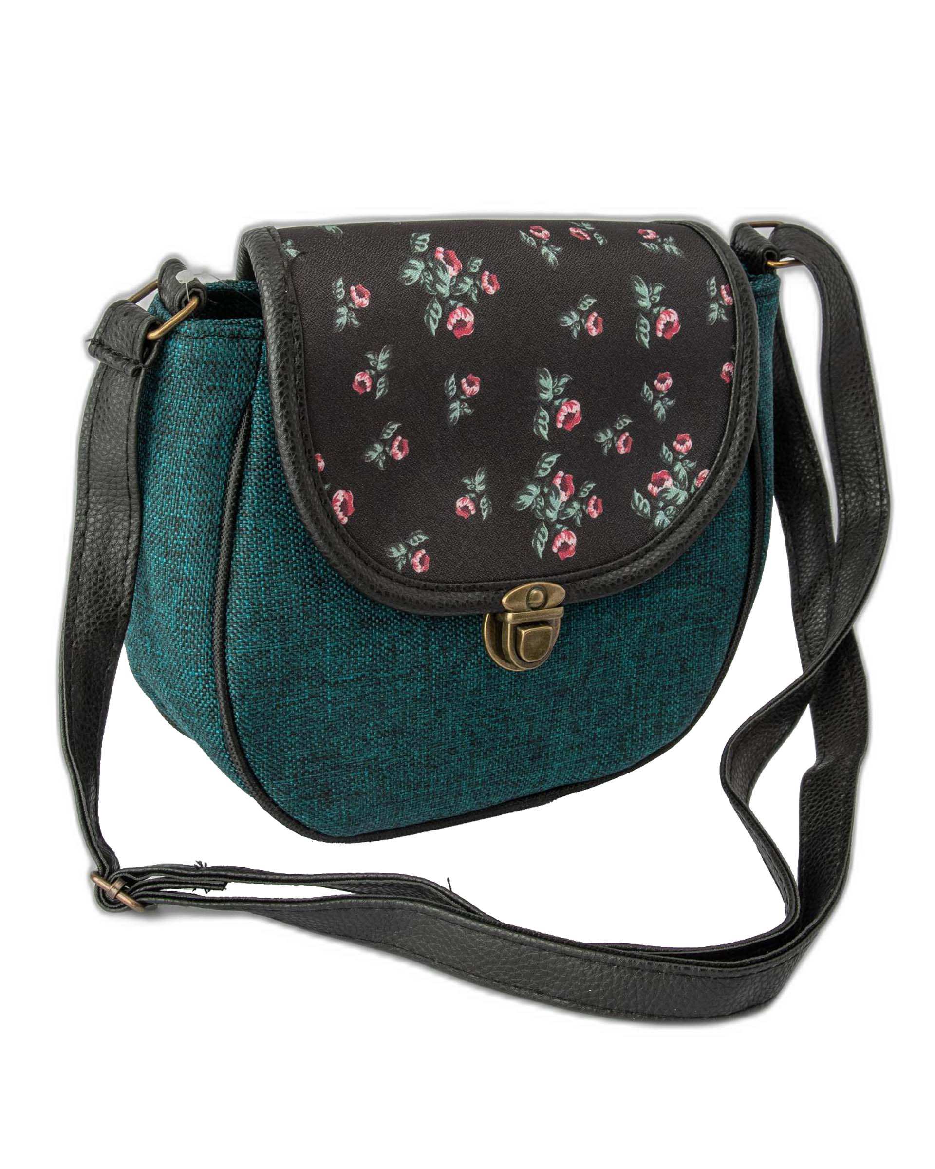 کیف زنانه دوشی سبز یشمی گلدار وندی Vandy مدل پونه