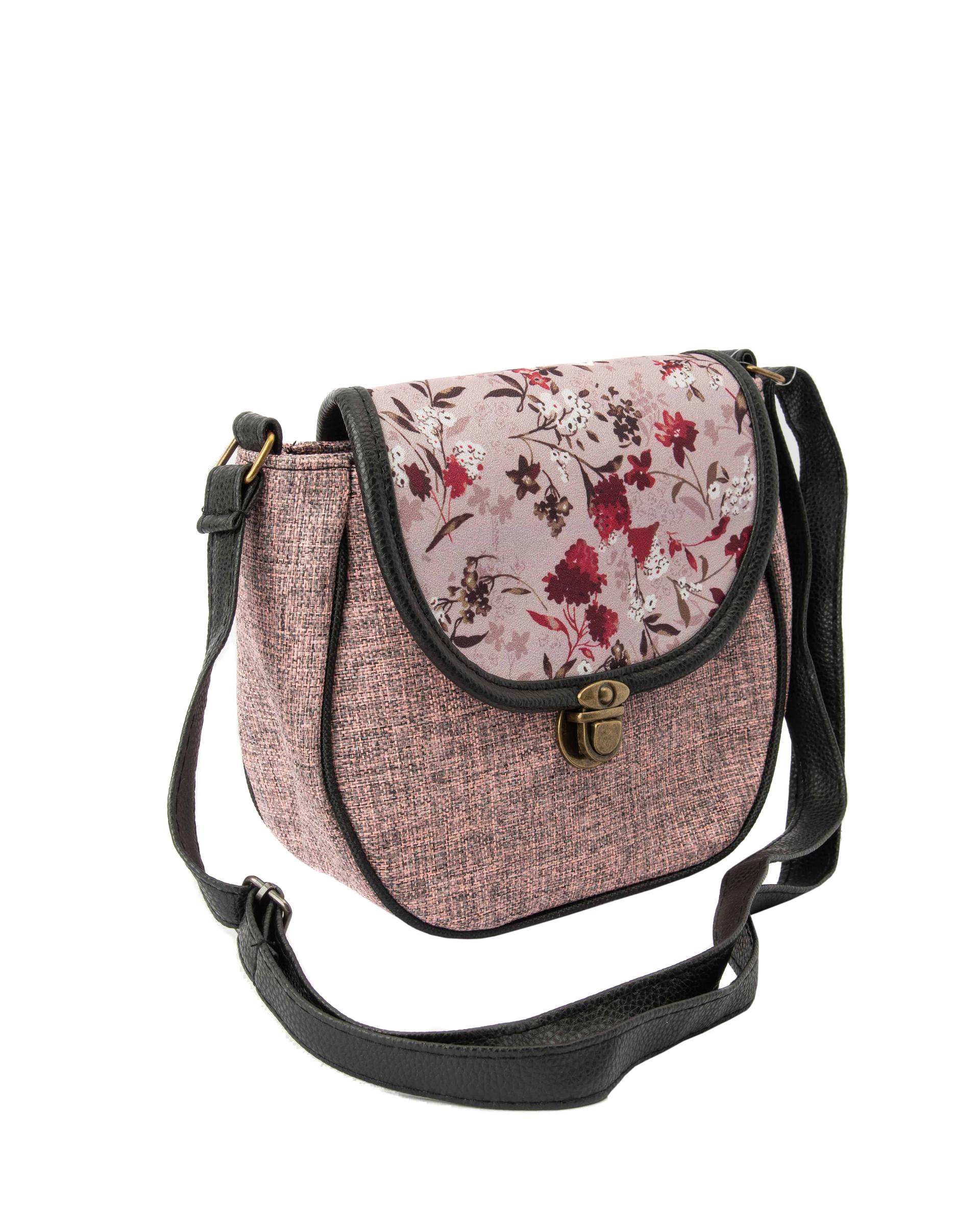 کیف زنانه دوشی صورتی گلدار وندی Vandy مدل پونه