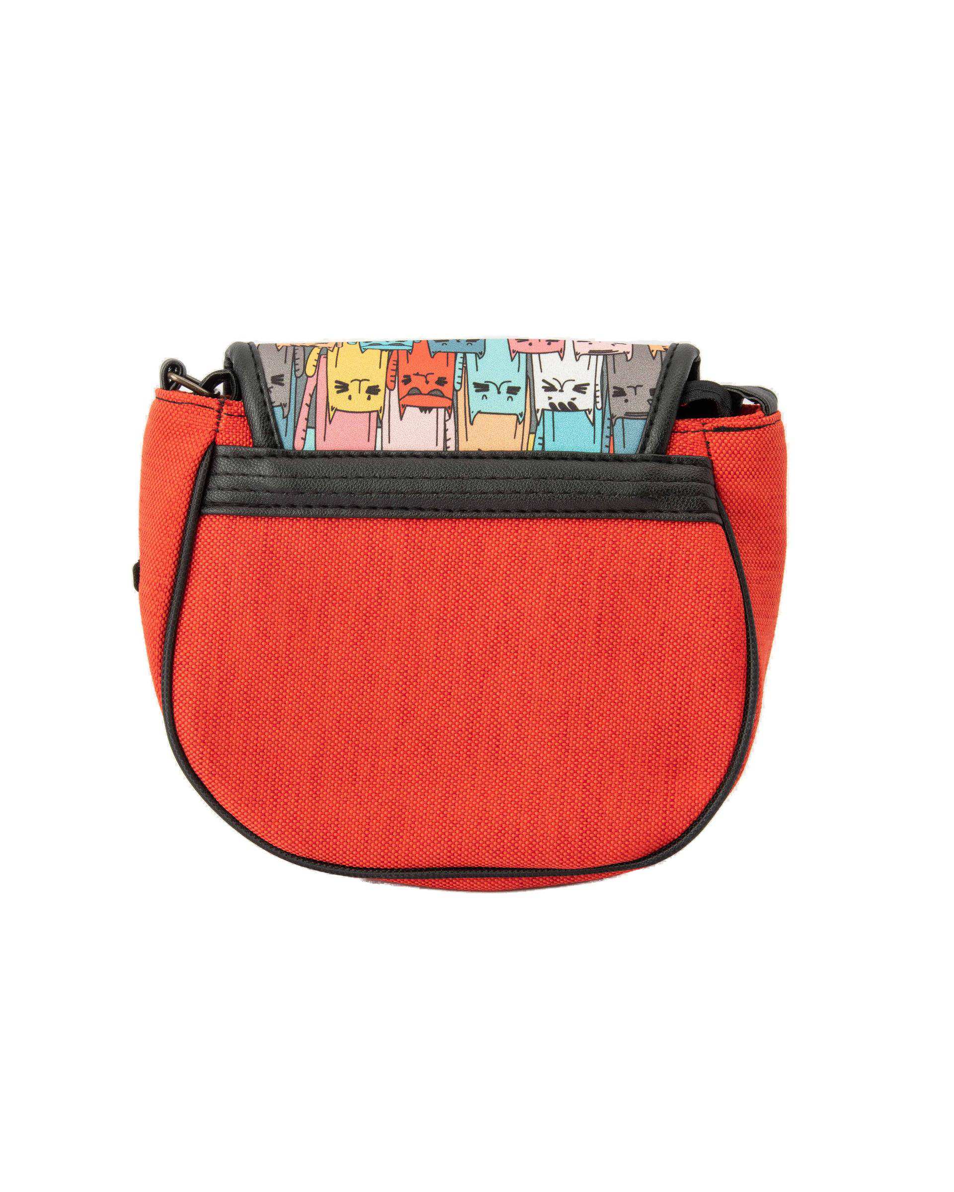 کیف زنانه دوشی قرمز وندی Vandy مدل پونه طرح گربه