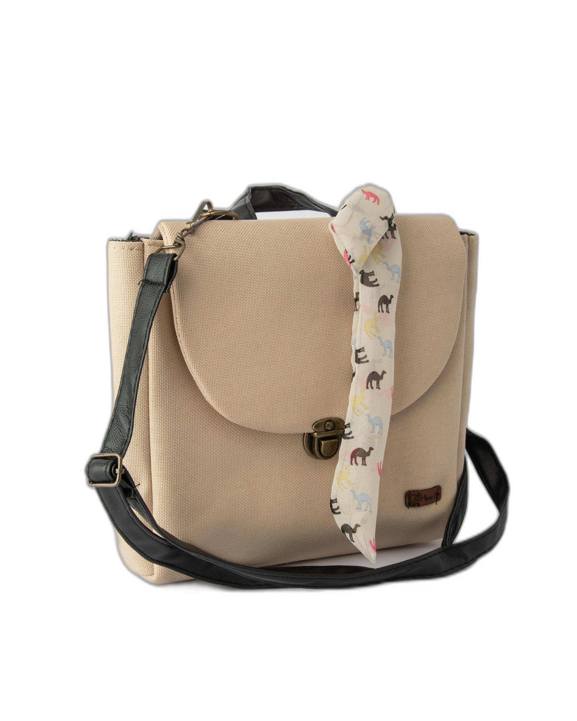 کیف زنانه دوشی کرم وندی Vandy مدل گلدونه